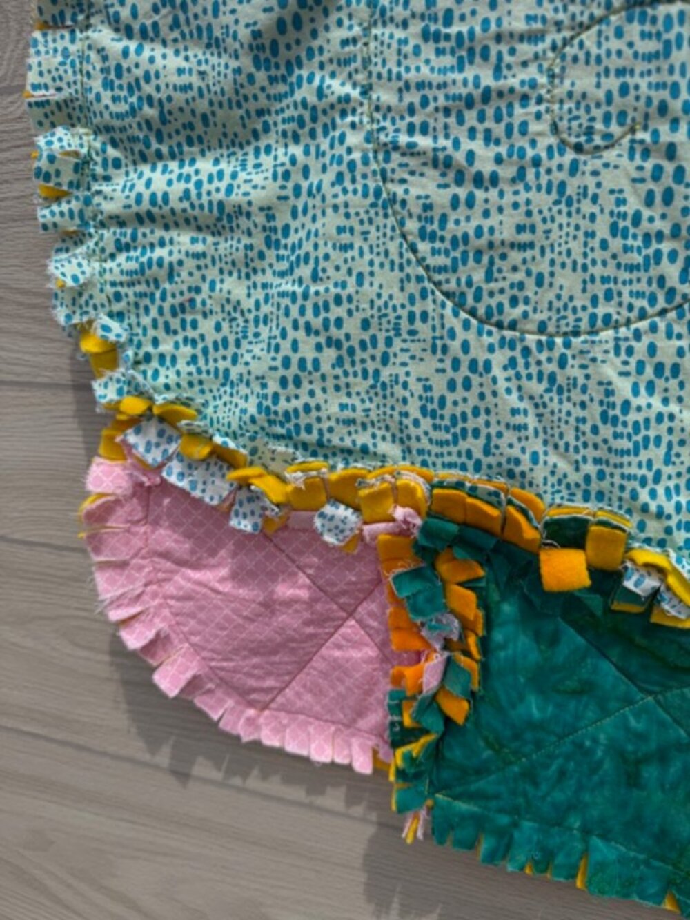 Homemade Small Multicolored Snail Rag Quilt - Picture 6 of 12